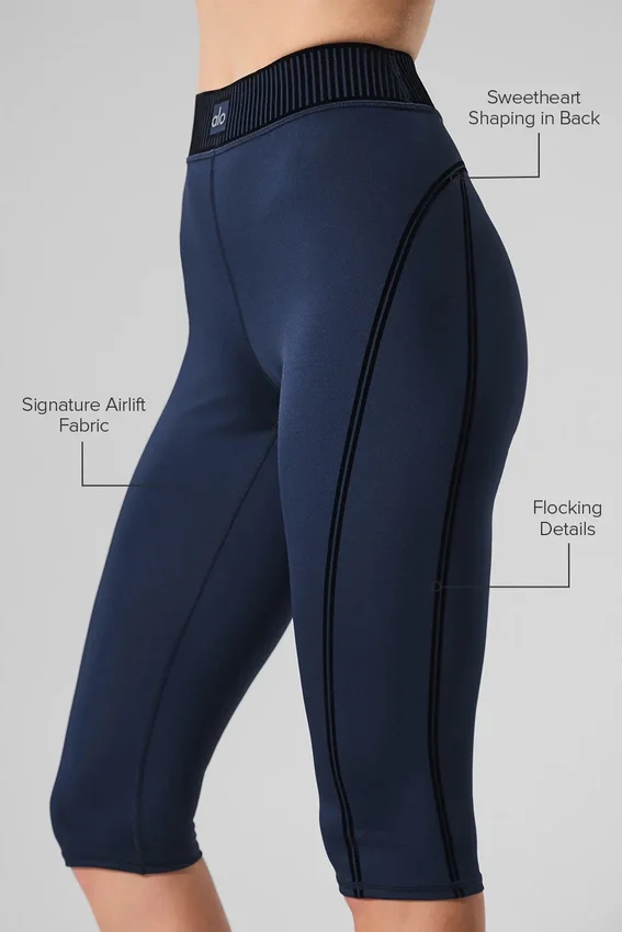 High-Waist Airlift Capri-legging - Marineblauw