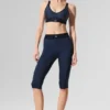 High-Waist Airlift Capri-legging - Marineblauw