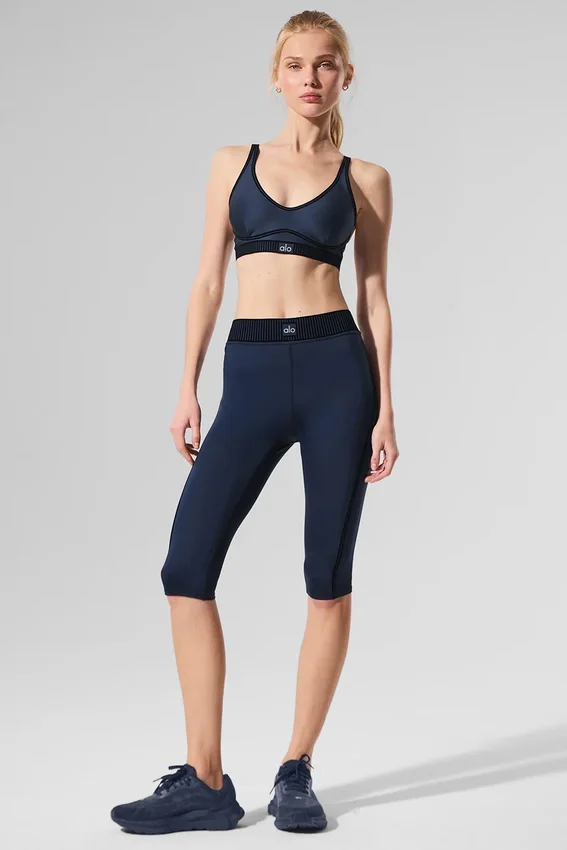High-Waist Airlift Capri-legging - Marineblauw