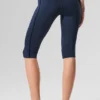High-Waist Airlift Capri-legging - Marineblauw