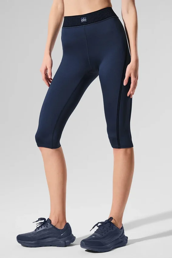 High-Waist Airlift Capri-legging - Marineblauw