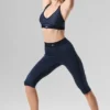 High-Waist Airlift Capri-legging - Marineblauw