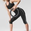 High-Waist Airlift Capri met superglad contrast - Zwart/Wit