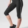 High-Waist Airlift Capri met superglad contrast - Zwart/Wit
