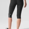 High-Waist Airlift Capri met superglad contrast - Zwart/Wit