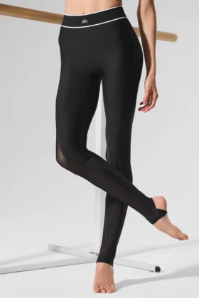 High-Waist Airlift Mesh Legging met beugels – Zwart