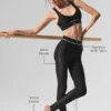 High-Waist Airlift Mesh Legging met beugels – Zwart