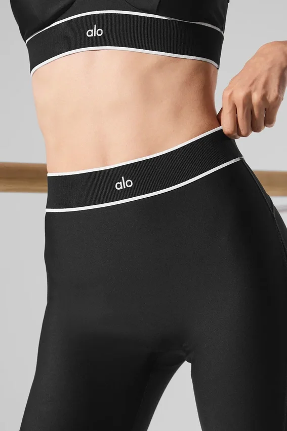 High-Waist Airlift Mesh Legging met beugels – Zwart