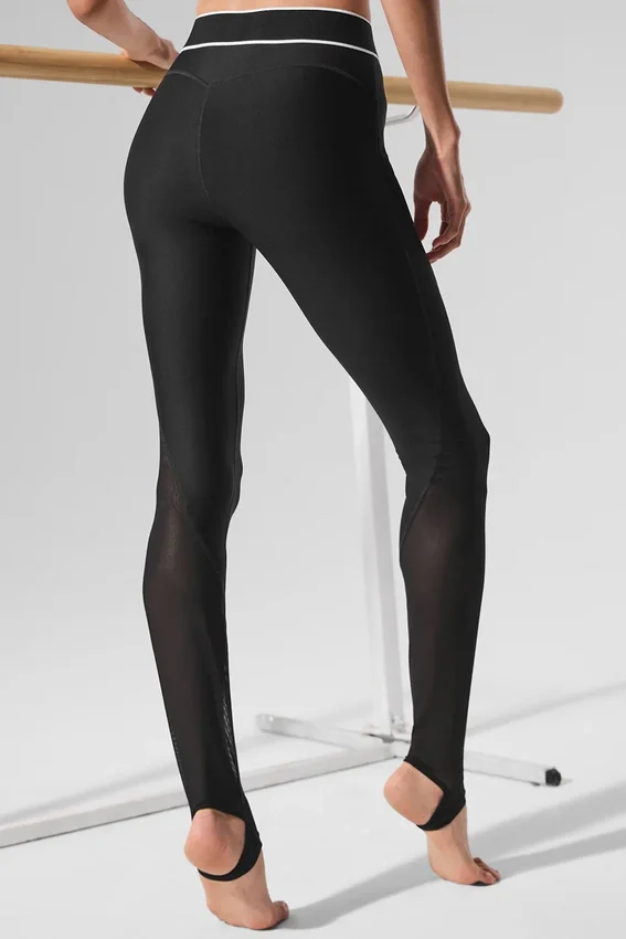 High-Waist Airlift Mesh Legging met beugels – Zwart