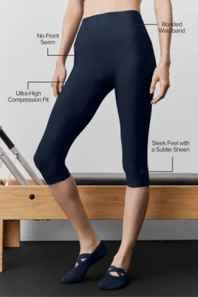 High-Waist Airlift strakke capri – marineblauw