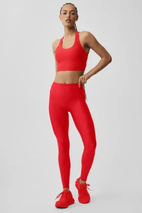 High-Waist Airlift strakke legging – felrood