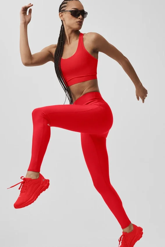 High-Waist Airlift strakke legging – felrood
