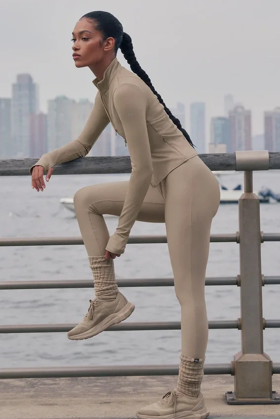 High-Waist Airlift strakke legging - Gravel