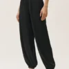 High-Waist-broek van zijden mix – Zwart
