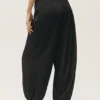 High-Waist-broek van zijden mix – Zwart