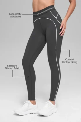 High-Waist Heart Throb Legging – Antraciet/Wit