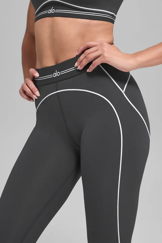 High-Waist Heart Throb Legging - Antraciet/Wit
