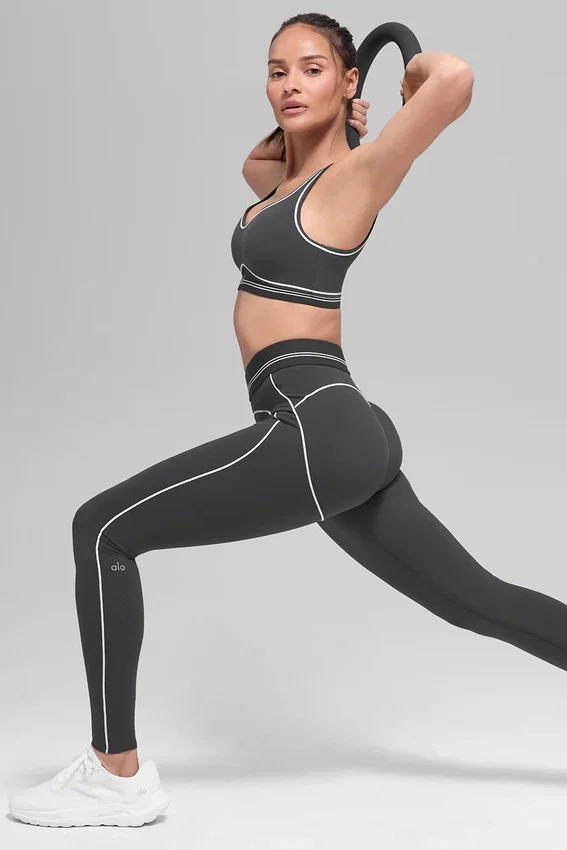 High-Waist Heart Throb Legging - Antraciet/Wit
