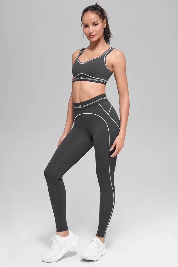 High-Waist Heart Throb Legging - Antraciet/Wit