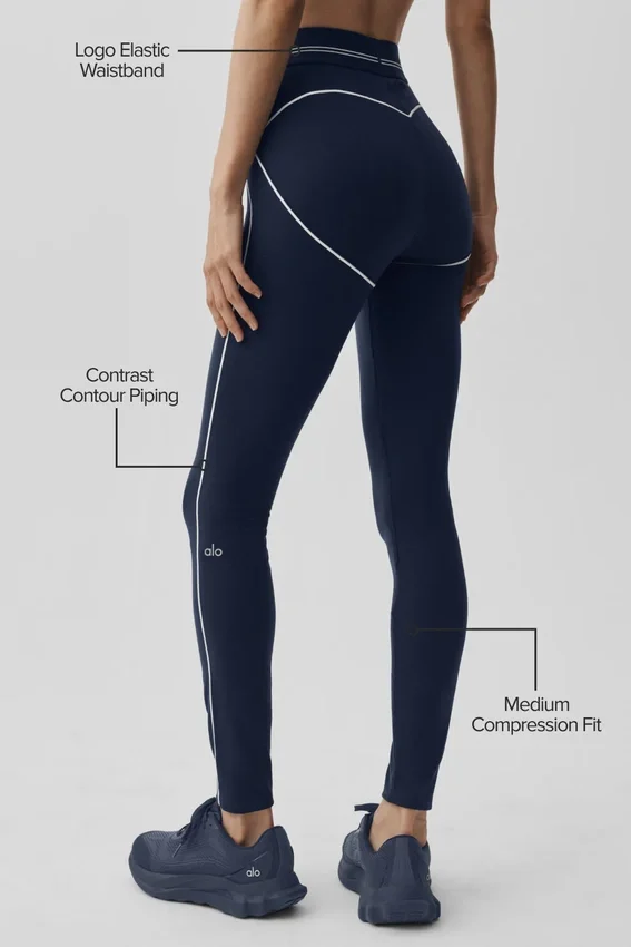 High-Waist Heart Throb Legging - Marineblauw/Wit
