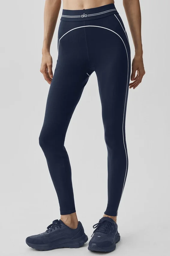 High-Waist Heart Throb Legging - Marineblauw/Wit