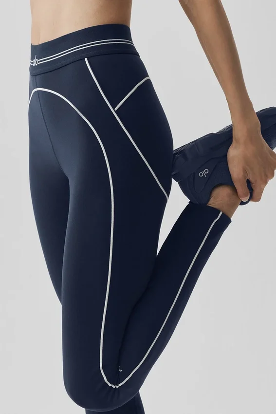 High-Waist Heart Throb Legging - Marineblauw/Wit