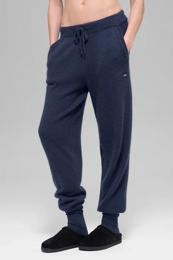 High-Waist Jogger van wol en kasjmier uit de New Class-collectie – Marineblauw