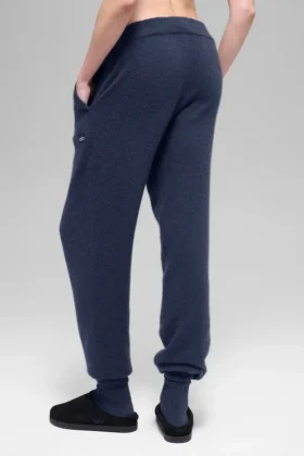 High-Waist Jogger van wol en kasjmier uit de New Class-collectie – Marineblauw