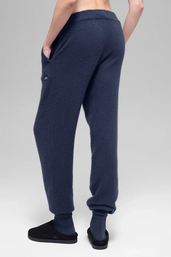 High-Waist Jogger van wol en kasjmier uit de New Class-collectie – Marineblauw