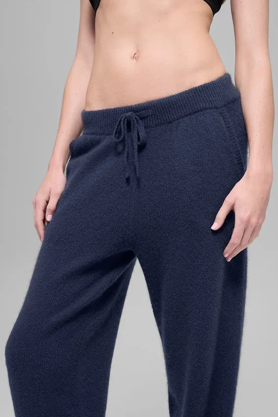 High-Waist Jogger van wol en kasjmier uit de New Class-collectie – Marineblauw