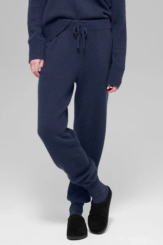 High-Waist Jogger van wol en kasjmier uit de New Class-collectie – Marineblauw