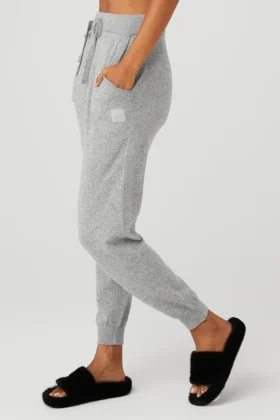 High-Waist kasjmier Jet Set-broek – Dove Grey Heather