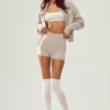High-Waist kasjmier-korte broek - Oat Heather