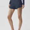 High-Waist-korte broek met sweaterlook – Navy