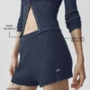High-Waist-korte broek met sweaterlook – Navy