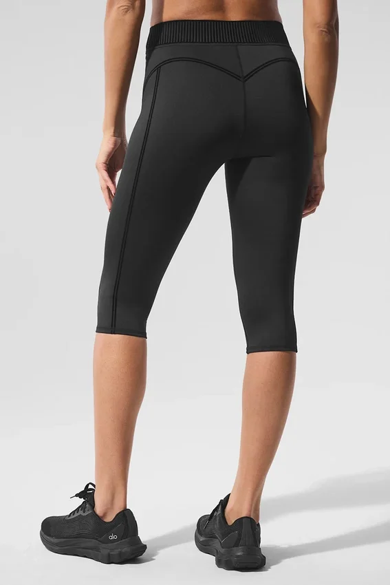 High-Waist Line-up Capri - Zwart