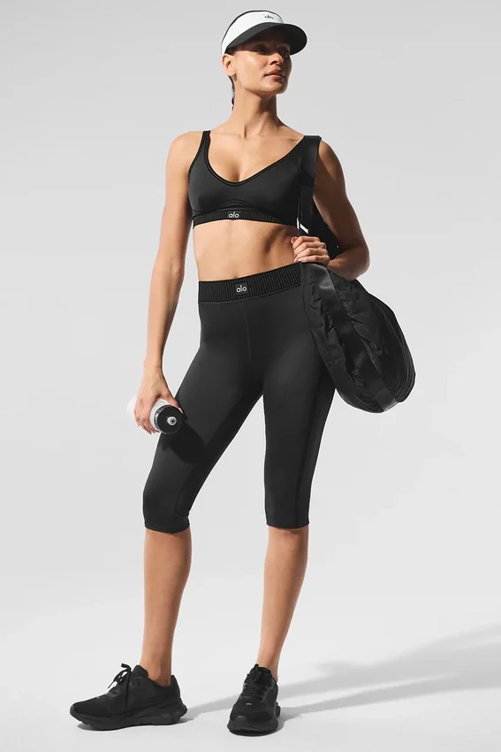 High-Waist Line-up Capri - Zwart