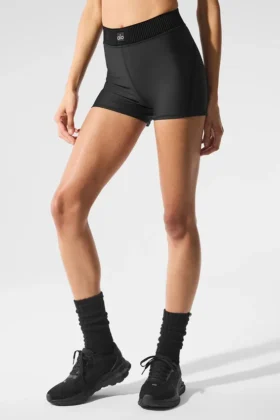 High-Waist Line-up Korte broek - Zwart