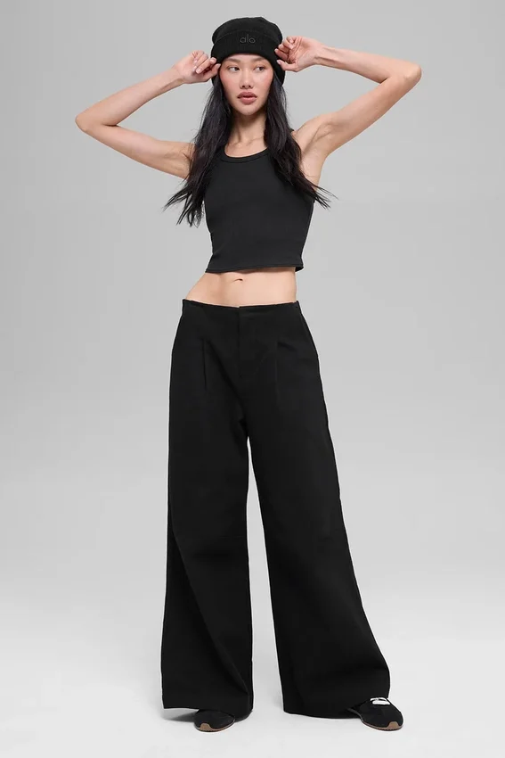 High-Waist Main Character Wide Leg Trouser - Zwart