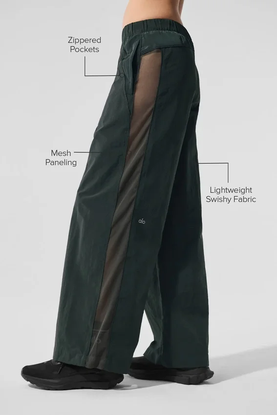 High-Waist Origin Wide Leg Track Pant - antracietgroen
