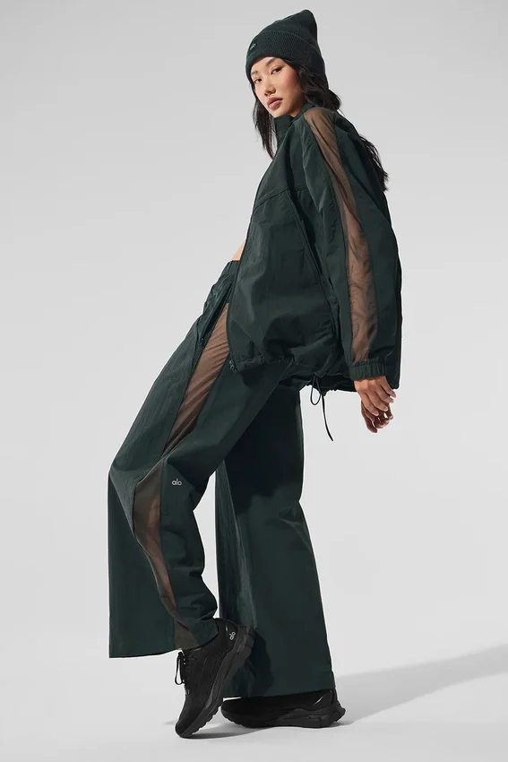 High-Waist Origin Wide Leg Track Pant - antracietgroen