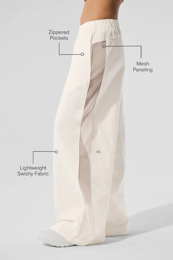 High-Waist Origin Wide Leg Track Pant - ivoor