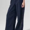High-Waist Origin Wide Leg Track Pant - marineblauw/zwart