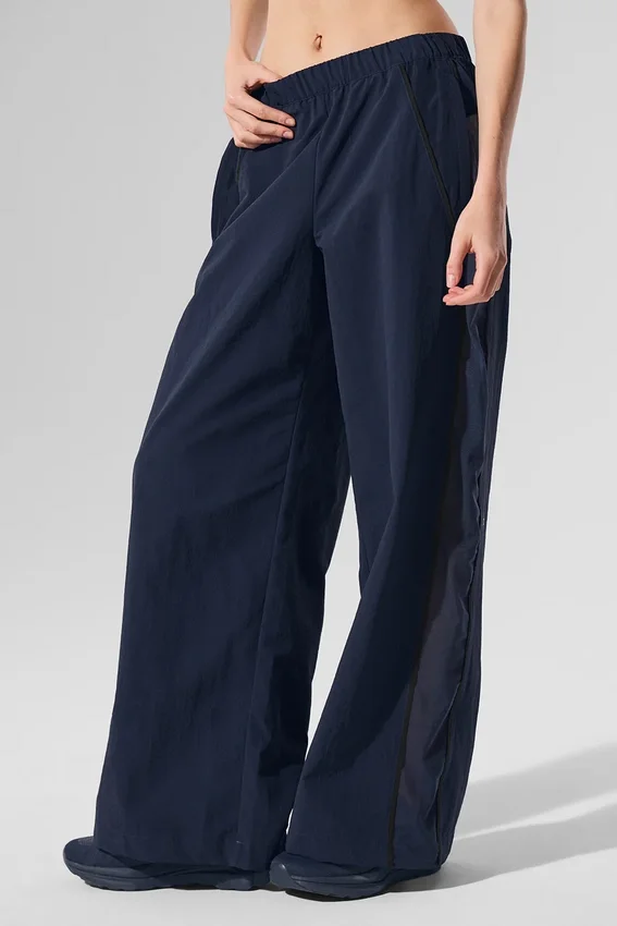 High-Waist Origin Wide Leg Track Pant - marineblauw/zwart