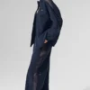 High-Waist Origin Wide Leg Track Pant - marineblauw/zwart