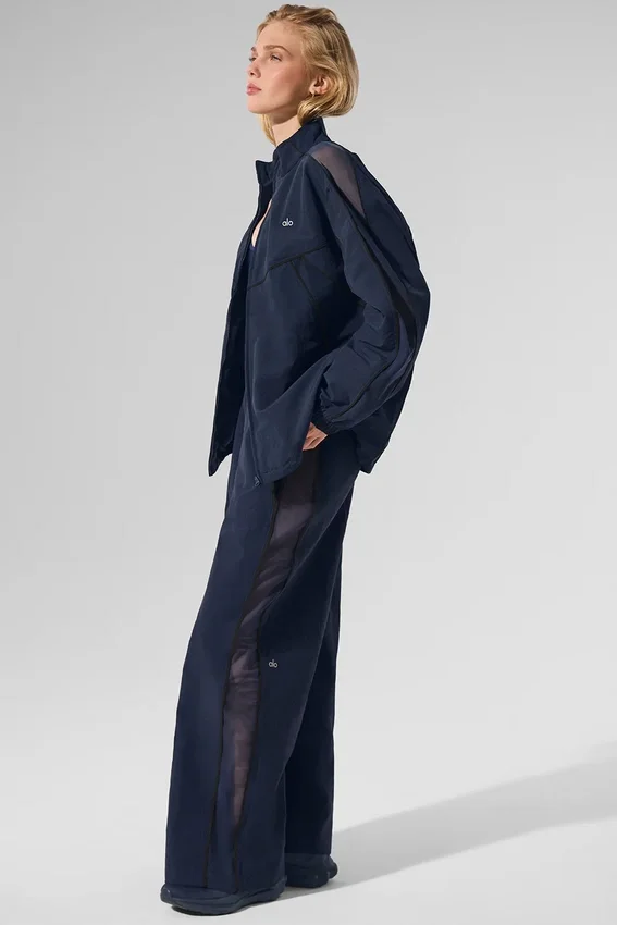 High-Waist Origin Wide Leg Track Pant - marineblauw/zwart
