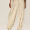 High-Waist Radiance-broek van zijden mix – Sandy Beige