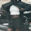High-Waist Socialite-korte broek - Zwart