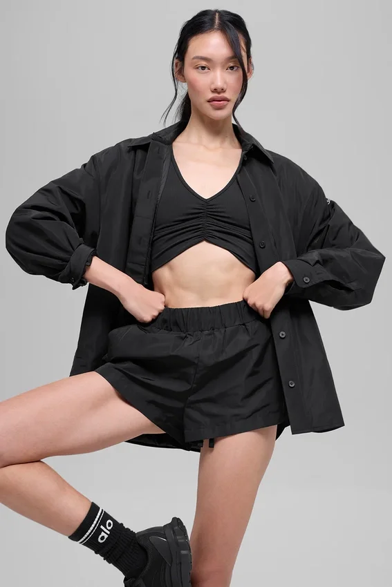 High-Waist Socialite-korte broek - Zwart