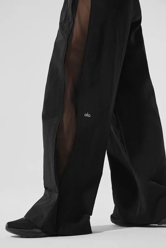 High-Waist trainingsbroek met wijde pijpen - Zwart